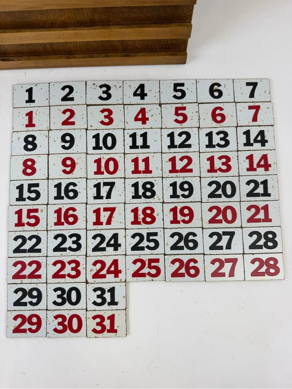 Vintage Wooden Perpetual Wall Calendar Complete Set Signed Windmill Oil Painting